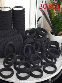 50 piezas Lazos de cabello sin costuras, no dañinos, adecuados para cabello grueso y rizado, sujetadores de coleta de alta elasticidad, bandas de cabello de nailon suaves y antideslizantes, adecuados para mujeres, niñas, deportes, oficina, accesorios para el cabello sin dolor, accesorios para la cabeza, bandas elásticas, coletas, cuerda para el cabello, elásticos para el cabello, viaje, cumpleaños - Negro - Ver 8