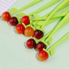 3支装中性笔可爱创意樱桃硅胶摇摇笔学生签名笔黑色可爱樱桃速干笔办公书写用品文具，卡通动物黑色笔学生刷笔按压式0.38学生文具笔中性笔外观精美，按压式卡通签名笔外观精美速干笔学生创意写作初中生创意礼物文具 - 套裝 - 查看 3