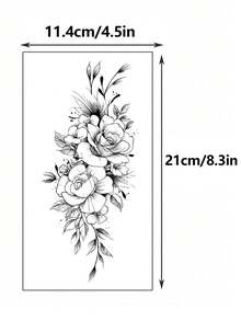 1 miếng dán hình xăm tạm thời thời trang, hình xăm đôi, hình xăm giả màu đen, hình xăm dùng một lần, thiết kế hoa hồng, chống thấm nước và không phản chiếu, dễ dán và gỡ bỏ, rất chân thực, phù hợp cho nam hoặc nữ dán ở chân, bàn chân, ngực, đùi, cánh tay, eo, bụng, đồ dùng cho các bữa tiệc lễ hội âm nhạc, kiểu vẽ phác thảo. - màu đen - Xem 7