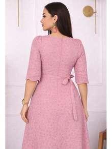 Casual Elegant Conservative / Modest Party Fabric With Belt Wedding Baby Shower Birthday Party Photoshoot Elegant And Casual - 淺粉色 - 查看 2