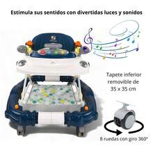 THE BABY SHOP Andadera Mecedora 2 en 1 con Luces Sonido Altura Ajustable y 8 Ruedas para Bebé 6-12 Meses - Azul - Ver 3