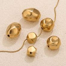 1pc Stainless Steel 18K Gold Plated Fashion Large Hole Rhombus Asymmetrical Spacer Bead, DIY Bracelet Necklace Jewelry Making Accessory - beads - View 6