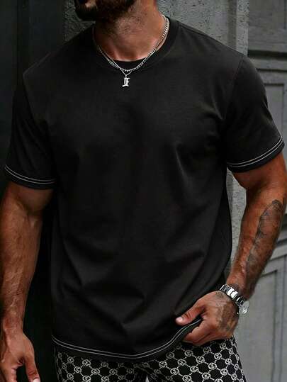 男士休闲轻薄套头衫，适合户外、休闲、通勤、徒步、跑步、健身等多种场合，宽松时尚夏季街头风T恤