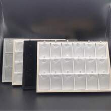 1个35*24*3厘米实木首饰展示托盘，灰色天鹅绒耳环戒指手镯收纳盒 - 彩色 - 查看 1