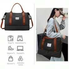 Bolsa Deportiva para el Gym con Compartimento para Zapatos y Bolsa de Agua HúmedaBolsas de Viaje para Hombre y Mujer Ideal para Viajes Entrenamiento Yoga Deportes C-Negro - como en la foto - Ver 8