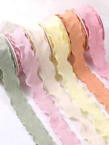 10 Yards/Roll Polyester Satin Ribbon With Ruched Lace Edge, Gift Wrapping Decorative Ribbon Suitable For Gift Boxes, Packaging Bags, Bows, Gift Wrapping, Bouquet Wrapping, DIY Crafts, Wedding Decoration, Party Decoration, Mother's Day & Valentine's Day Gift Wrapping - Multicolor - View 2
