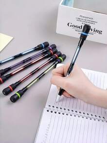1 set - Bolígrafos giratorios famosos en internet, entrenamiento manual flexible, bolígrafo para estudiantes principiantes, bolígrafo antiestrés, antideslizante y antideslizante con función de escritura - Lápiz giratorio equilibrado, bolígrafo de escritura creativa, artículos de papelería - Redondo - Ver 7
