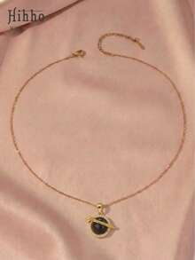 1 pieza Colgante de planeta con zirconia brillante tipo aurora, collar gargantilla de diseño exclusivo en color oro y plata, adecuado para uso diario y atuendos de moda - collar - Ver 6