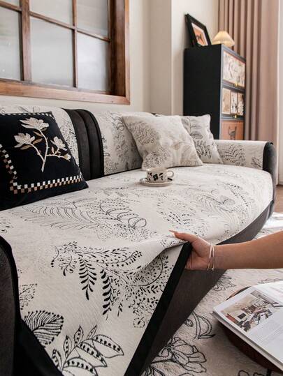 1 Tấm phủ ghế sofa in họa tiết lá phong cách Boho, chất liệu chenille, chống trượt, có thể giặt được, dùng được cho mọi mùa trong năm, phù hợp với phòng khách, thân thiện với thú cưng, dùng để bảo vệ ghế sofa hình chữ L, ghế đôi, ghế 3 chỗ, ghế 4 chỗ và ghế sofa góc (bán riêng).