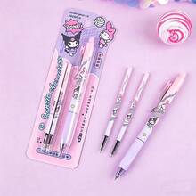 1 Set Sanrio Family Erasable Gel Pen Set - Smooth Writing, Includes Eraser, Heat Erasable, Push-Button Retractable, Black - Rectangle - View 2