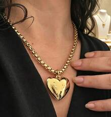 Women's Gold Heart Necklace And Bracelet Set - Luxury Jewelry 18k Gold Plated - 金色 - 查看 4
