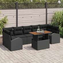 vidaXL Garten-Sofa-Set mit Speicher 8 pcs Schwarz Poly Rattan - Noir - Voir 1