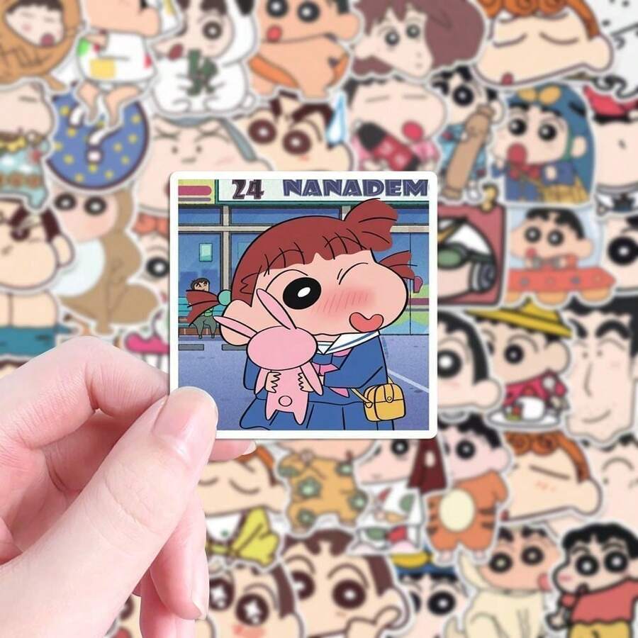 CRAYON SHINCHAN 100张可爱趣味迷你蜡笔小新贴纸 - 卡通自粘贴纸 | 笔记本手机DIY个性化用品,卡通爱好者必备 - 彩色 - 查看 1