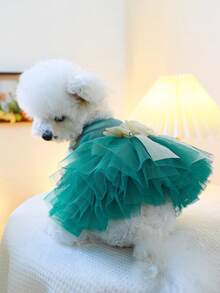 1 chiếc váy cho thú cưng, phù hợp cho mèo và chó nhỏ, váy công chúa bằng vải tuyn dễ thương - Kiểu dáng - Màu xanh dương - Màu xanh lam - Xem 3