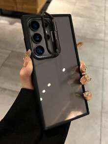 Ốp lưng điện thoại trong suốt có giá đỡ ẩn, phù hợp với Galaxy S26 Ultra S25 S24 Ultra S22 Ultra S23, vỏ bảo vệ chống sốc trong suốt bằng acrylic. - màu đen - Xem 1