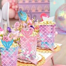 D12 PCS Mermaid Party Favor Bags Under The Sea Party Goodie Bags Marine Sea Animals Treat Bags Reusable For Girls Birthday Baby Shower Bridal Shower - như hình ảnh - Xem 3