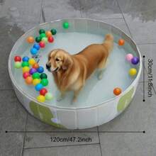 Available In Two Sizes: Medium 100cm And Large 120cm, Both With Adjustable Pool Width. This Foldable Pet Bathtub Is A Portable Pet Swimming Pool, Very Suitable For Outdoor Recreation And Bathing. The Product Is Easy To Carry And Has A Durable Design. - White 47.5 X 11.8 Inches - View 2