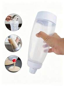 1000ml Hand-Cranked Batter Mixer Bottle Batter Dispenser,Salad Bottles, Condiment Bottles, Cooking Bottles, Kitchen Dispensing Bottles,Large Capacity Multi-Functional Bottle - 無色 - 查看 2