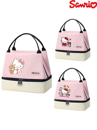  Túi đựng cơm trưa cách nhiệt hai lớp Hello Kitty của Sanrio được làm từ vải Oxford với lớp lót bằng giấy bạc. Túi có họa tiết dễ thương dành cho bé gái, thiết kế nhẹ nhàng và tiện dụng với quai xách, phù hợp cho văn phòng, du lịch, trường học, dã ngoại và bãi biển. Đây là lựa chọn lý tưởng cho các quý cô và bé gái cho những chuyến đi chơi hàng ngày, đựng đồ dùng nhà bếp, quà tặng Giáng sinh hoặc mùa tựu trường.