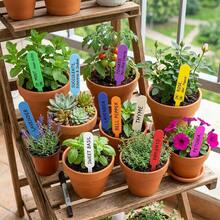 100pcs/200pcs Random Color Waterproof Plant Labels, Durable Plastic Garden Tags With Thickened Writing Area, Plant Flower Identification Stakes For Seedlings, Potted Plants, Indoor/Outdoor Use - Reusable, UV-Resistant, Weather-Proof - Label - View 1