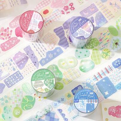 1 Cuộn băng keo PET trang trí cắt sẵn, Bộ sưu tập Thư viện Cảm hứng, Họa tiết Doodle Thẩm mỹ Tối giản, Thích hợp cho Sổ lưu niệm, Nhật ký, Album, Máy tính bảng, Điện thoại, Trang trí DIY, Văn phòng phẩm thiết yếu cho mùa tựu trường.