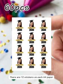Custom Photo Temporary Tattoo Stickers Personalized Graduation Portrait Design, Celebration Style Body Decor For Graduation Party Ceremony, Customized Name Date Tattoo Decal Keepsake Gift, Customizable Favor For Friends Classmates Family Graduation Season - Multicolor - View 10
