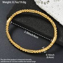 1件复古奢华18K镀金3D圆柱形金珍珠手链，百搭女士配饰 - 金色 - 查看 9