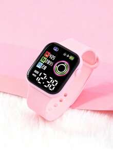 6/1pc Girls Elegant Fashion Casual LED Digital Display Electronic Watch, Paired With Heart-Shaped Crystal Necklace Bracelet Ring Earring Jewelry Set, Suitable For Girls To Wear On Graduation Parties, Campus Events, Family Celebrations, Parties, Travels, Birthdays/Holidays, Graduation Gifts, Mother's Day Gifts (Screen With Protective Film) - Multicolor - View 3