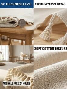 Decorative Natural Tablecloth, Suitable For Kitchen Dining Rooms, Wedding Buffets, Etc., 140*180 Cm - Ivory White. Suitable For Dining Tables, Coffee Tables, Parties, Birthday Gatherings, Cafes, Banquets, Picnics. - 彩色 - 查看 8