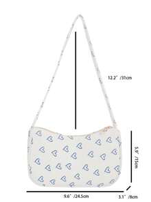 Nueva llegada Bolso baguette de un solo hombro con estampado de corazón fresco para mujer, primavera/verano - Azul - Ver 11