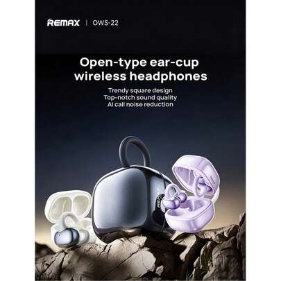 REMAX OWS-22 Open-Back Clip-On Wireless Bluetooth Earphones, Bluetooth 6.0 For Ultra-Stable And Smooth Connection, Upgraded ENC Call Noise Cancellation, U-Shaped Flexible Ear Clips To Fit Various Ear Shapes, Comfortable And Barely Noticeable Wear.