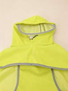 Polyester Fluorescent Green Waterproof Raincoat, Dog Clothes, Pet Apparel. Happy Dog Outdoor Windproof Jacket, Puppy Waterproof Coat, Full Belly Protection. Suitable For Corgi, Teddy And Other Small Dogs. - Yellow - View 7