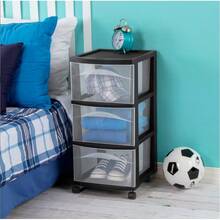 Brightroom ™   3 Drawer Medium Cart Storage Organizer - Black - View 3