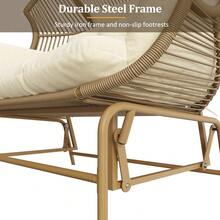 Garden Rocking Chair For Two Patio Hanging Chair Outdoor Swing Egg Chair Rocking Chair Garden Swing Porch Swing For The Garden Balcony Or Terrace Beige - Beige + PE Rattan+Iron+Waterproof Fabric - View 7