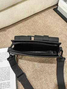 1pc Men's Shoulder Bag, Compact Japanese Style Crossbody Bag, Square Small Messenger Bag - Black - View 9