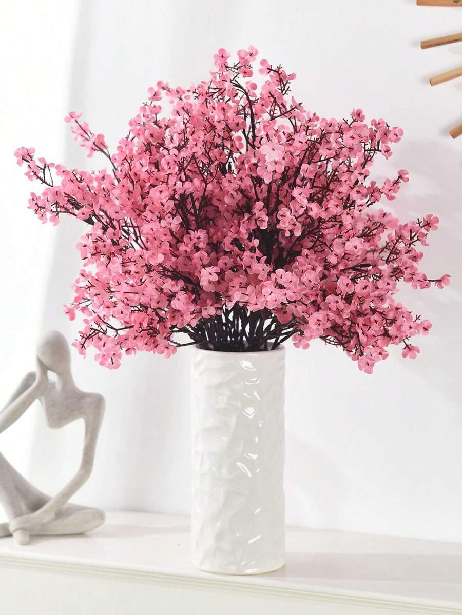 1pc Artificial Flower Bouquet, Baby's Breath, Wedding Decor, Home Vase Decoration, Restaurant, Bedroom, Bathroom Decor, Valentine's Day, New Year Decoration, Outdoor Garden Floral, Photography Prop, Window Sill Arrangement - Pink - View 1