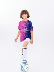 SURUIDA Tween Boy Germany World Cup Soccer Jersey Sports Set & Suitable For Children's Soccer Matches And Training, Casual And Holiday Wear & Gift For Kids - Purple - View 2