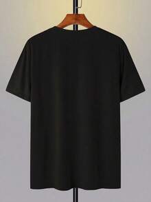 Men's Short-Sleeved T-Shirt With A Round Neck And Simple Design - Black - View 3