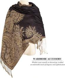 Women Rave Scarf Soft Silky Reversible Men Scarves - Black - View 5