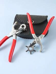 Perforadora de cuero ajustable de 8.5" con 6 engranajes de alta resistencia, adecuada para cinturones, correas de reloj, collares de perro, sillas de montar, zapatos, telas y otros proyectos de bricolaje o manualidades en el hogar - A - Ver 6