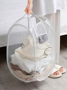 1pc Heart Pattern Woven Mesh Laundry Basket, Home Use For Washing, Toy & Clothing Storage, Valentine's Day Gift - Multicolor - View 8