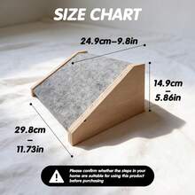 Tiworld Tangga Kayu untuk Hewan Peliharaan 30cm - Permukaan Berbahan Felt - Tangga Anti Selip untuk Anjing dan Kucing - Cocok untuk Tempat Tidur dan Sofa - Hewan Peliharaan Kecil & Sedang - Grey - View 10