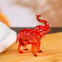 1 pieza Escultura de elefante de cristal transparente, decoración de elefante de vidrio, adecuado para estantería, hogar, sala de estar, oficina, decoración de gabinete, mesa, decoración de entrada, Día de San Valentín, Navidad, regalo de Año Nuevo - Adorno de elefante - Ver 15