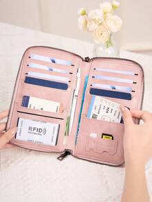 CHARM INFINITE RFID 防盗刷大容量护照夹，时尚纤薄旅行钱包，男女通用旅行必备礼品 - 彩色 - 查看 6