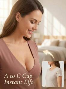 3/2/1pc Reusable Adhesive Silicone Bra, Invisible Push Up Backless Strapless Bra, Self-Adhesive Invisible Bra For Wedding Dresses, Backless Outfits - Apricot - View 5