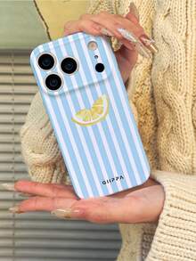 GIIPPA 1 件装浅蓝色条纹柠檬图案 17 Pro Max 手机壳，也适用于 16 Pro Max、15 Pro Max、14 Pro Max，韩版时尚趣味手机壳，兼容 11/12/13/14/15/29 Pro Max Plus，优雅设计男女皆宜，是圣诞节、情人节、复活节、婚礼季和生日送给女友的理想礼物 - 多色2 - 查看 5