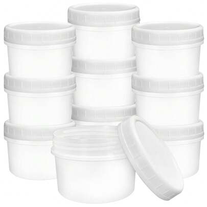 12Pcs Food Storage Containers With Screw Lids, 5 Oz Small Snack Plastic Freezer Container For Sauce, Jam And Puree, Reusable Plastic Ice Cream Containers Sauce Condiment Jars Lunch Box Accessories