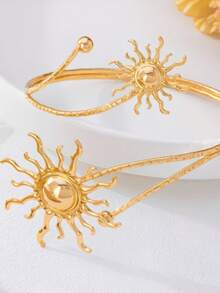 1pc Women's Elegant Multi-Purpose Geometric Sun Pattern Cuff Bracelet, Suitable For Daily Wear, Party And Casual Outfits - Gold - View 2