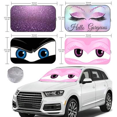 Summer Car Windshield Sunshade | Blocks 99% Of Heat And Keeps Interior Cool | Universal Fit For Cars, SUVs, Trucks | Summer Car Sun Protection, Sunshade And Auto Accessories | Medium Size [59.06 X 27.5 Inches]