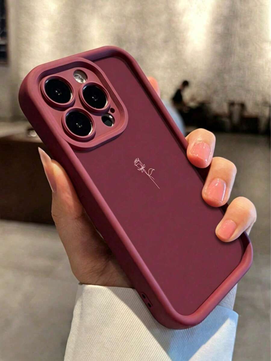Minimalist Line Art Rose Pattern TPU Full-Body Shockproof Phone Case, Compatible With Apple 17/17 Air/17 Pro/7 Pro Max, 16, 15, 14, 13, 12, 11 Pro Plus Max - Multicolor - View 1